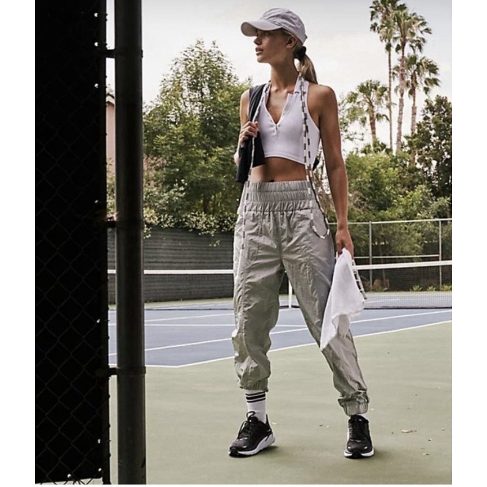 Free People Movement The Way Home Silver Small Jogger Pants Athleisure High Rise